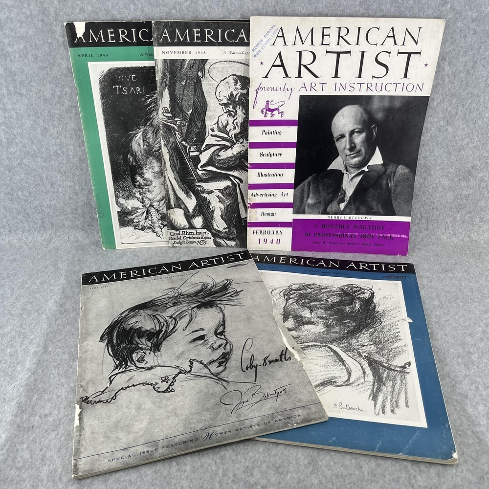 Vintage American Artist Magazine Lot 5 1940 1949 Painting Sculpture Illustration